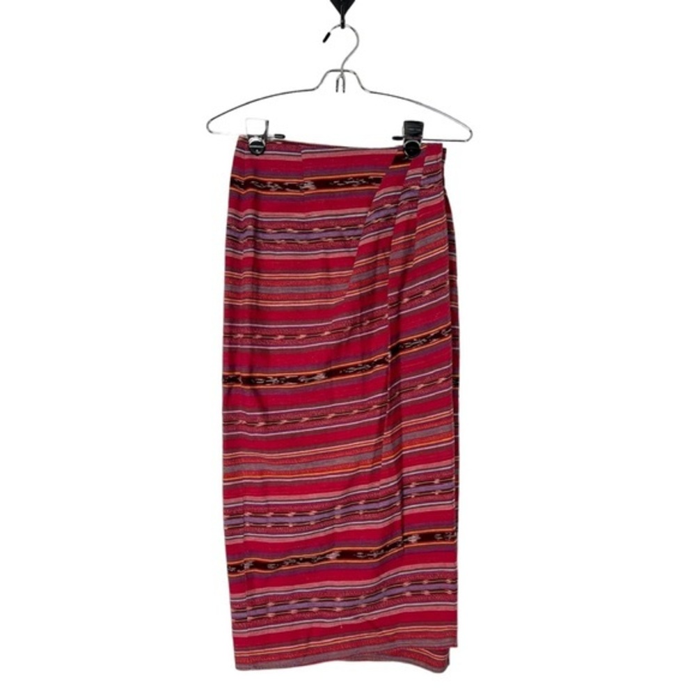 Vintage Tracy Evans wrap skirt size 5 woven stripe Cotton fabric‎ red straight